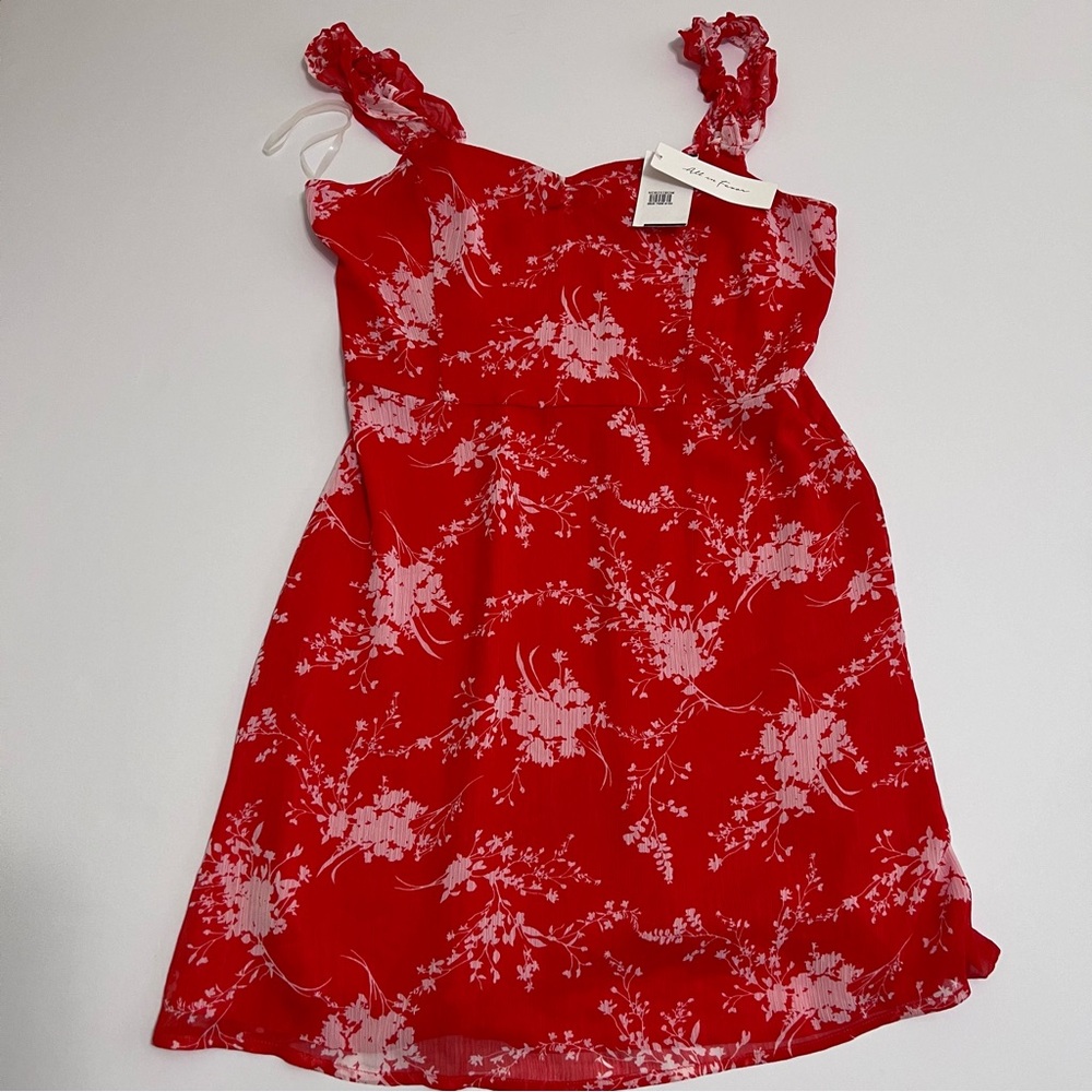 All In Favor Red Floral Ruffle Mini dress - Picture 2 of 9